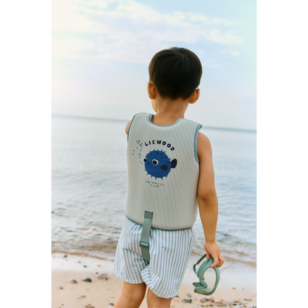 Dove Seersucker Swim Vest