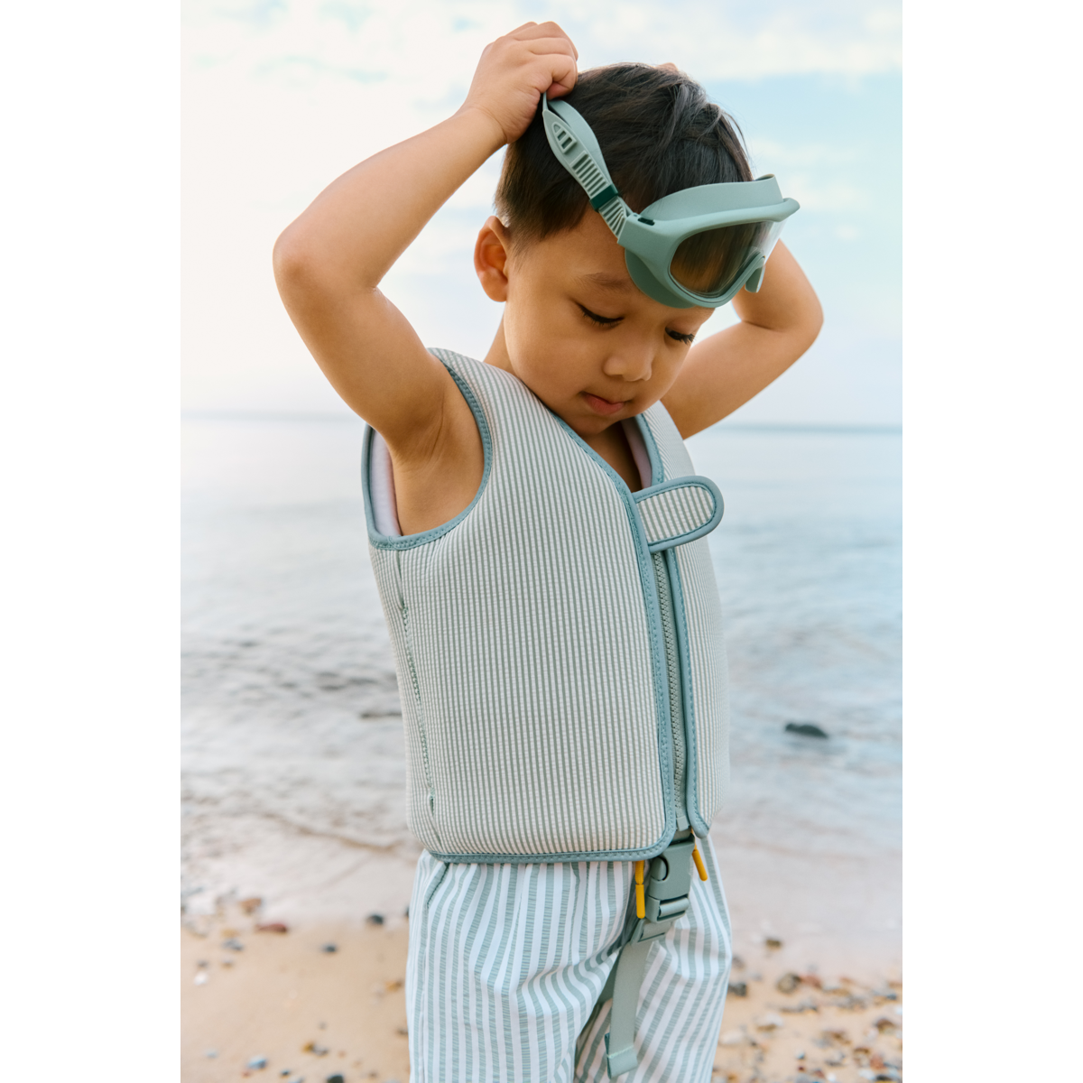 Dove Seersucker Swim Vest