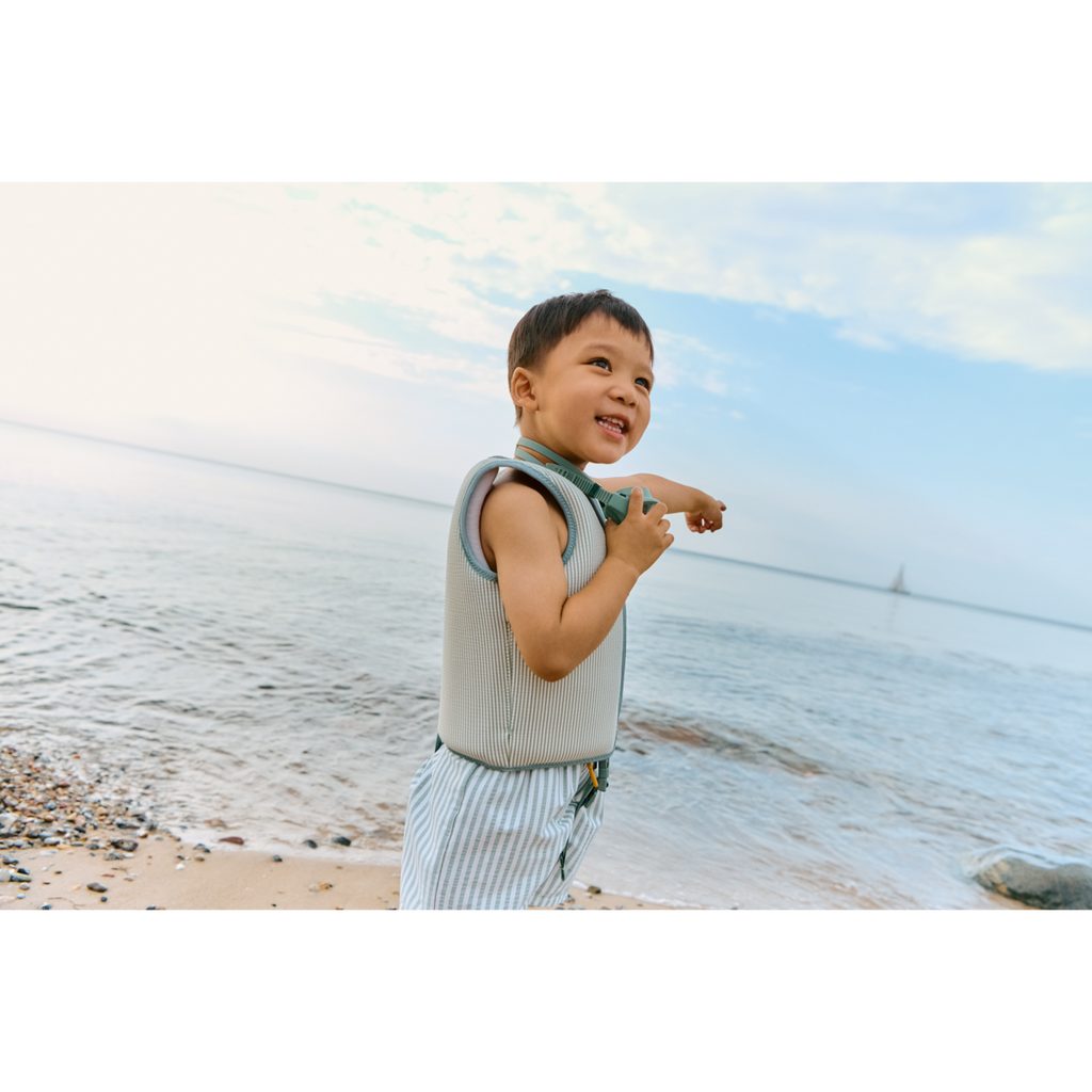 Dove Seersucker Swim Vest