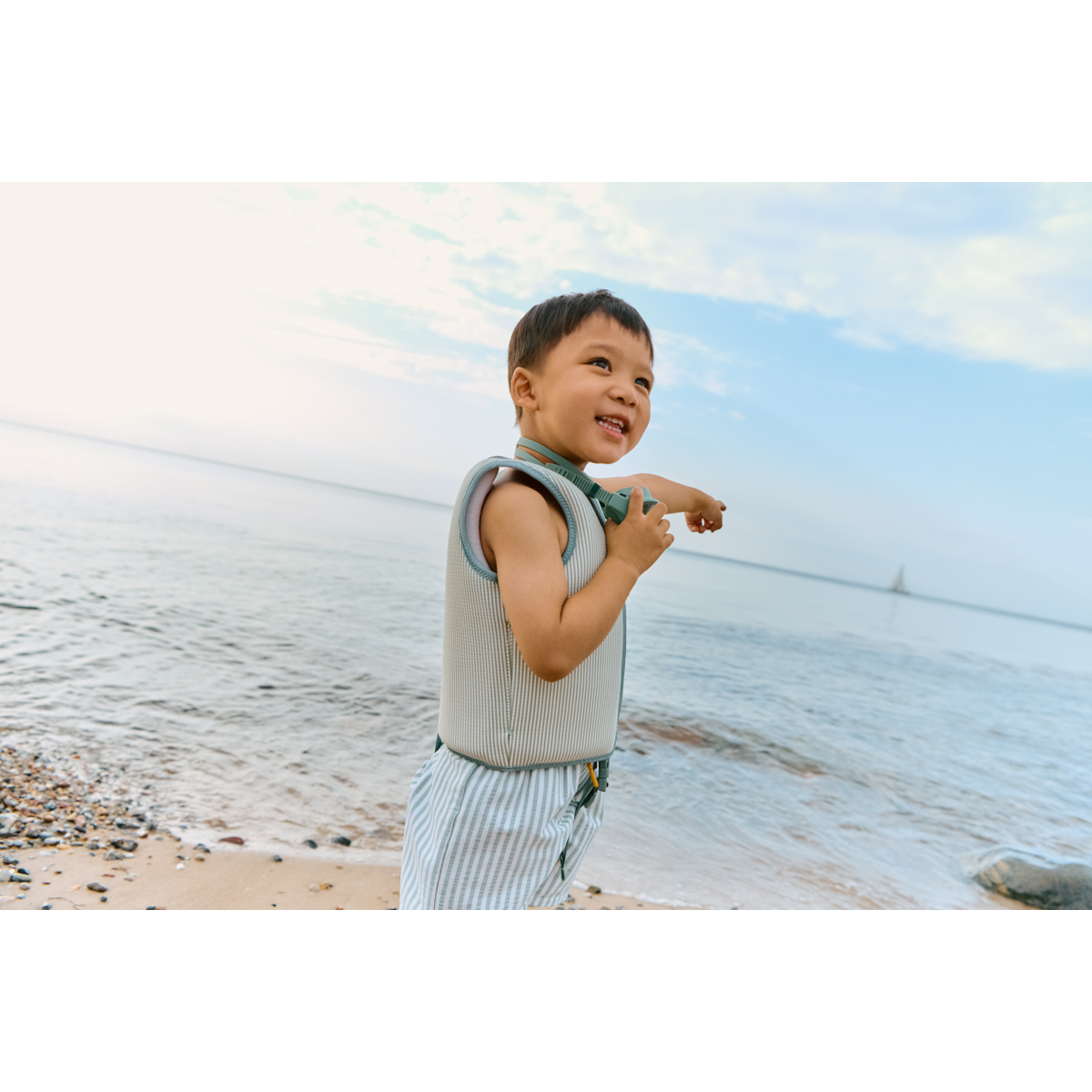 Dove Seersucker Swim Vest