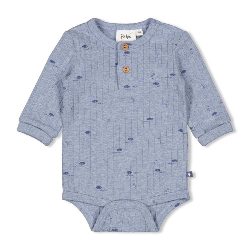 Romper rib AOP - Blue Ocean