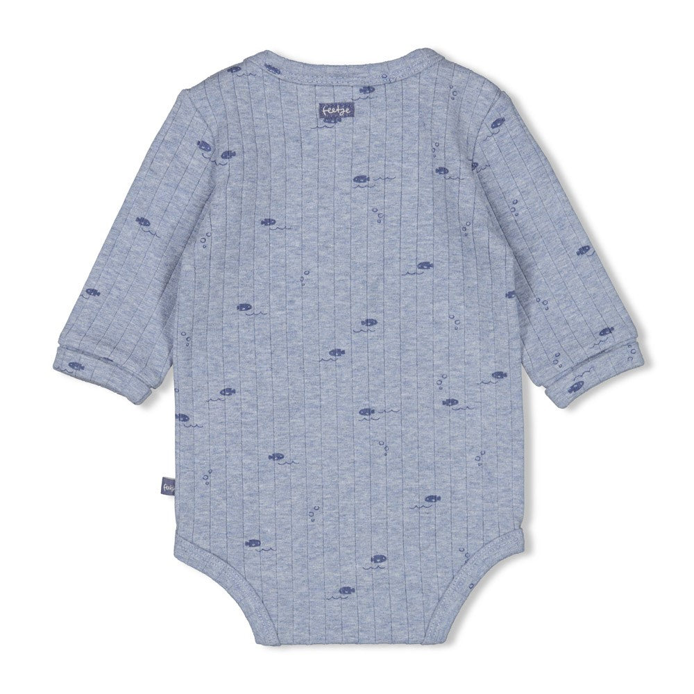 Romper rib AOP - Blue Ocean