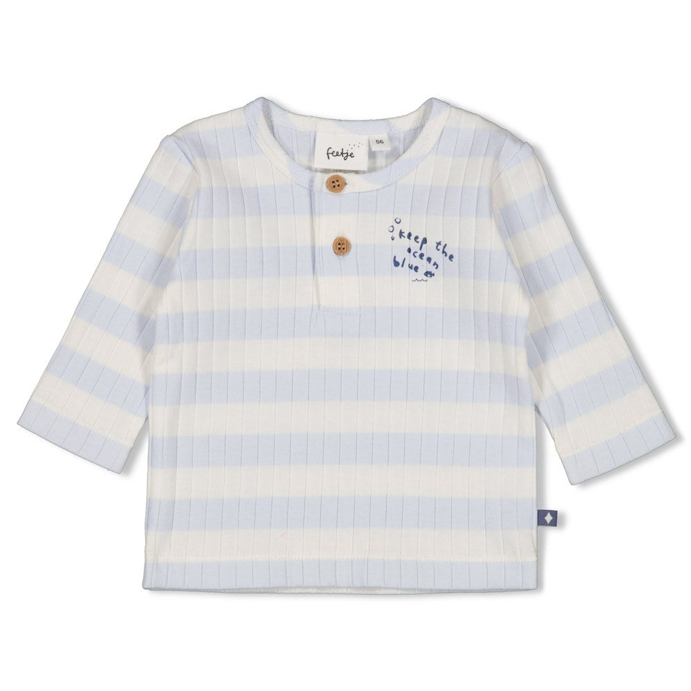 Longsleeve rib met streep - Blue Ocean