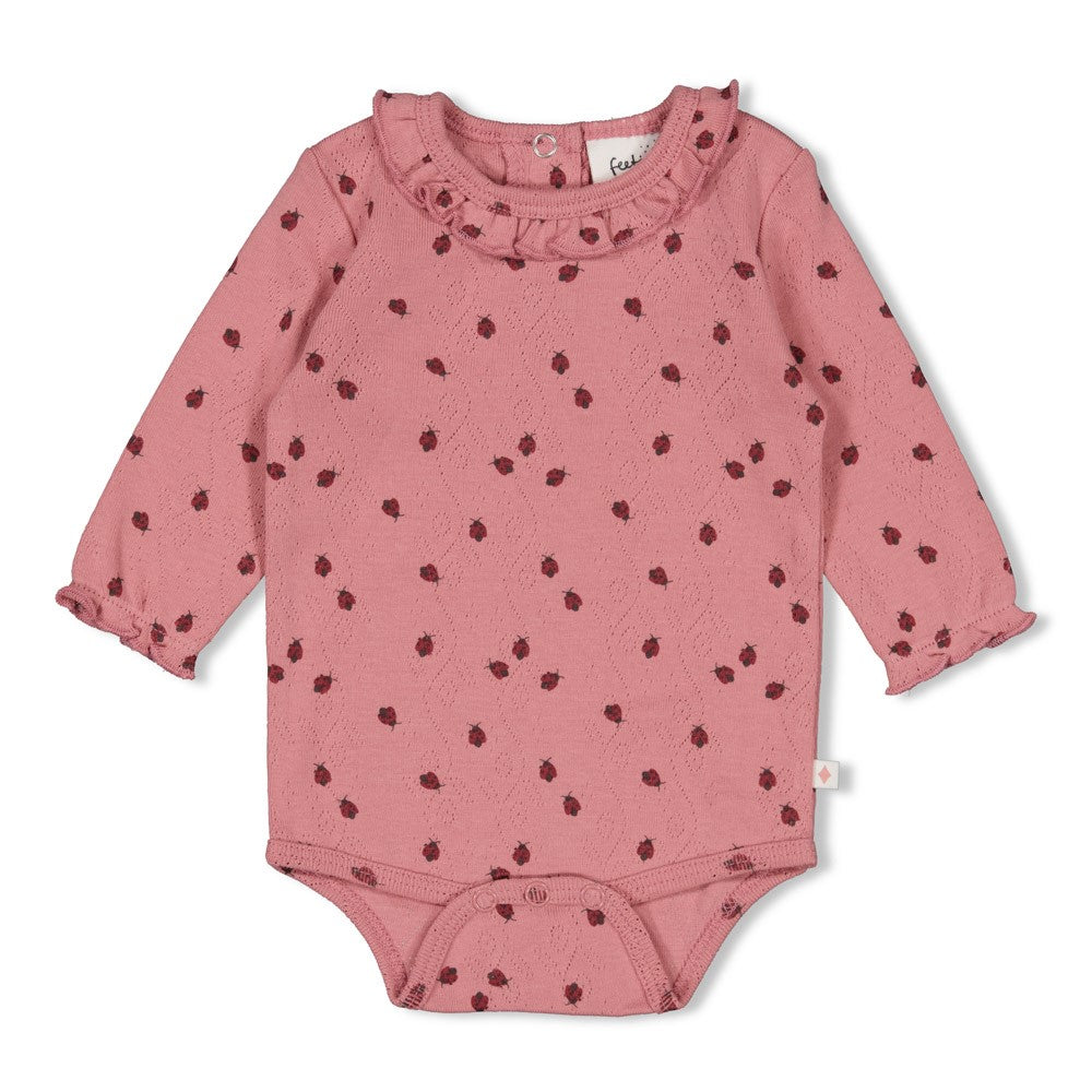 Romper ajour rib AOP - Ladybug