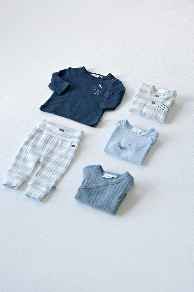 Longsleeve rib met streep - Blue Ocean