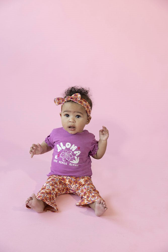 Flare broek AOP - Love Peace Aloha