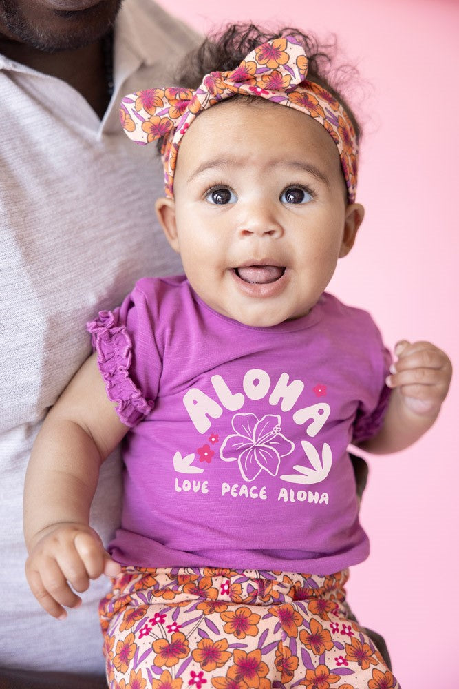 Flare broek AOP - Love Peace Aloha
